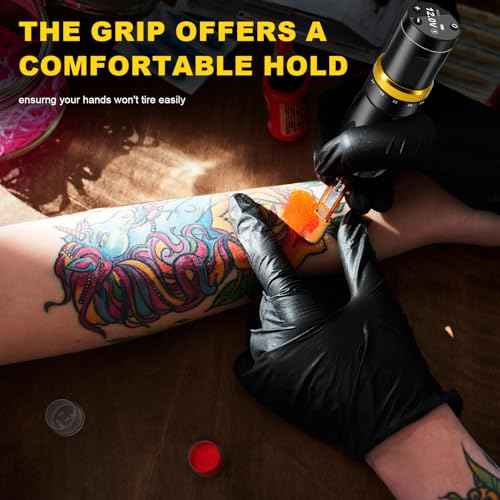 KVM Tattoo Gun Kit,Wireless Tattoo Machine,7 Adjustable Stroke Options,Shorter Body Design,1500mAh Power Supply (Tattoo ink is for tattoo practice only)