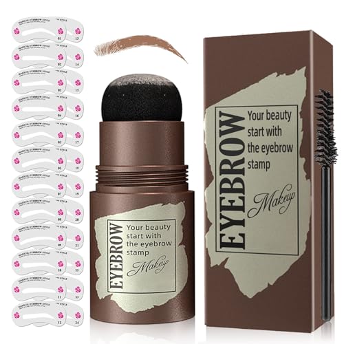 Eyebrow Stamp Set with 24 Shapes & Brush - Waterproof & Long-Lasting