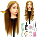 28" Light Auburn Mannequin Head with Synthetic Hair for Styling