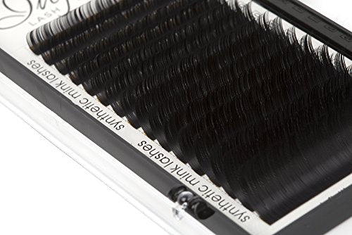 Mixed C-Curl Black Synthetic Mink Eyelash Extension Tray by Infinit | 16 Rows - Thickness: 0.15mm or 0.20mm X Lengths: 8mm~15mm | For Individual Lash Extensions ... (0.15)