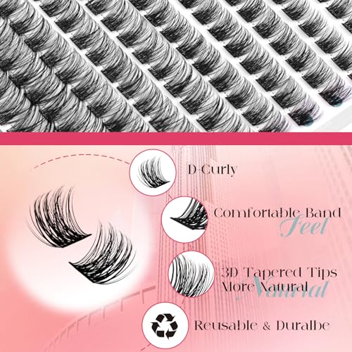 FADVAN Cluster Lashes 156PC - D-Curl Lash Extensions 8-16mm