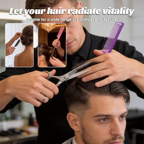 Rat Tail Comb & Hair Clips Set - 3 Teasing Combs + 7 Alligator Clips