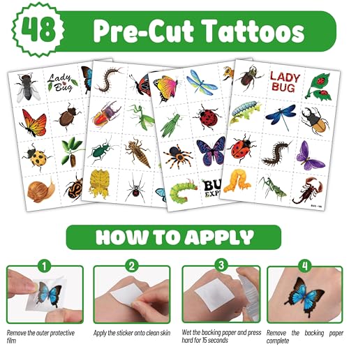 Bug Party Favors Set - 72PCS Tattoos & Slap Bracelets