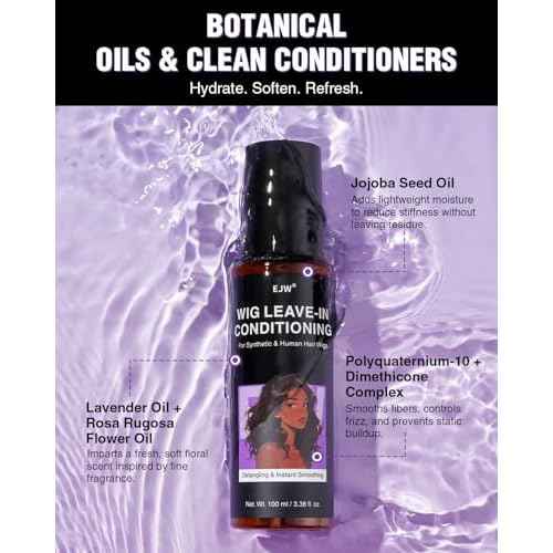 EJW Wig Leave-In Conditioner Spray ? Detangles, Smooths & Refreshes ? Lightweight, Non-Greasy Formula for Daily Use ? For Synthetic & Human Hair ? 3.38 fl. oz