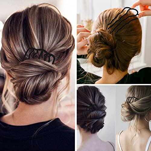 8 Piece U-Shape Hair Combs Set - Metal French Twist Bun Clips