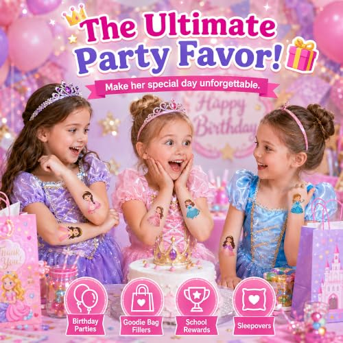96 PCS Princess Temporary Tattoos for Kids