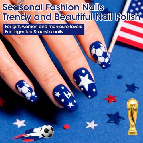GELLEN 4th of July Nail Polish Set Blue Red White No Lamp Needed Summer