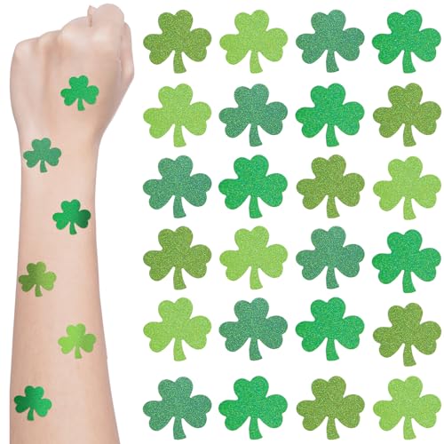 Landhoow 240 Pcs St Patrick's Day Tattoos Temporary Glitter Face Tattoos Cool Body Sticker Costume Accessory Tattoos