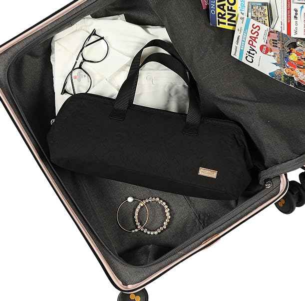 NISHEL Hair Tools Travel Carrying Bag, Portable Hair Air Wrap Dryer Case, Hair Dryer/Curling Iron/Airstraight Attachment Organizer, Black