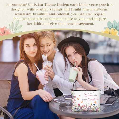 Kacctyen 12 Pcs Christian Mother's Day Gifts Makeup Bag Spanish Verses Inspirational Gift for Women Bible Verse Cosmetic Bag in Spanish Zipper Pouch for Mom Church Religious Prayer(Flower Style)