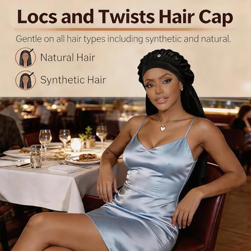 Black Pantyhose Braid Bonnet for Sleeping - Hair Protection