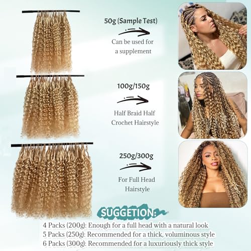Ombre Burmese Curly Crochet Hair 22" Pre-Separated Human Hair Extensions