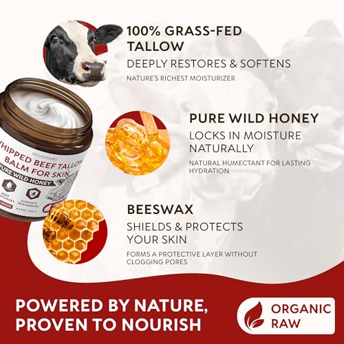 Grass Fed Beef Tallow Balm with Honey - Face & Body Moisturizer