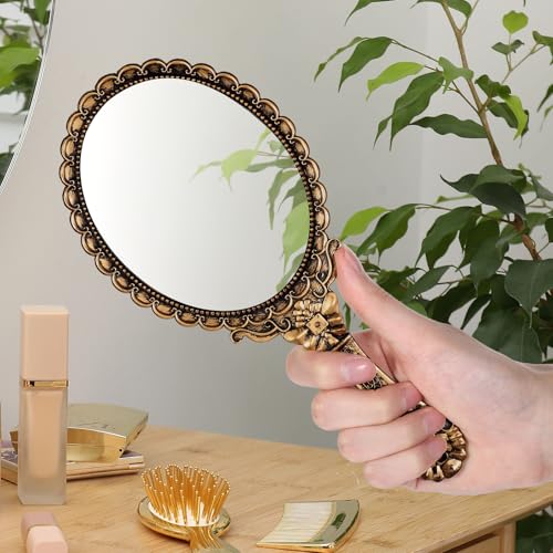 Vintage Hand Mirror with Handle Makeup Vanity Travel