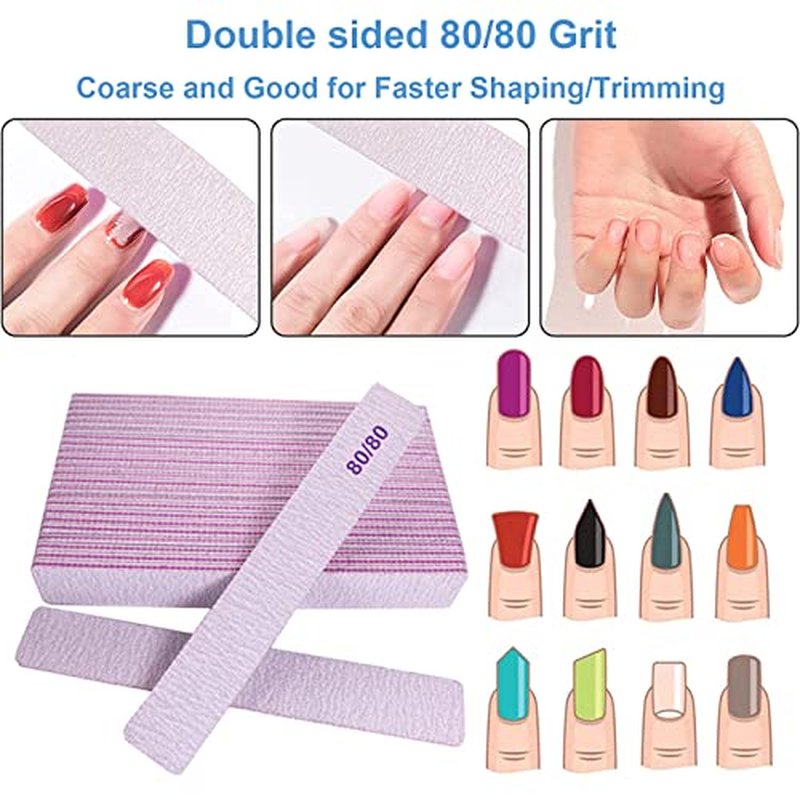 80 Grit Coarse Nail File | Double-Sided Emery Board for Acrylic & Gel