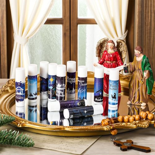 Maxcheck 48 Pcs Christmas Christian Lip Balm Bulk Mini Nativity Scene Lip Balm Moisturizing Gift Christmas Stocking Stuffers for Xmas Religion Christians Gifts
