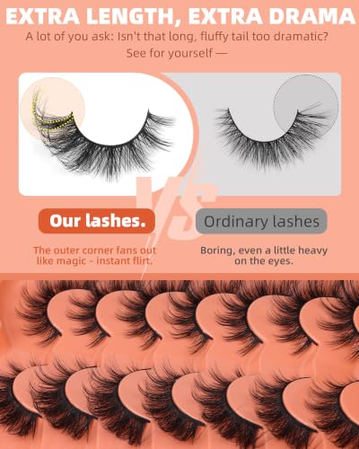 Fluffy Fox Eye False Eyelashes - 7 Pairs of Faux Mink Lashes