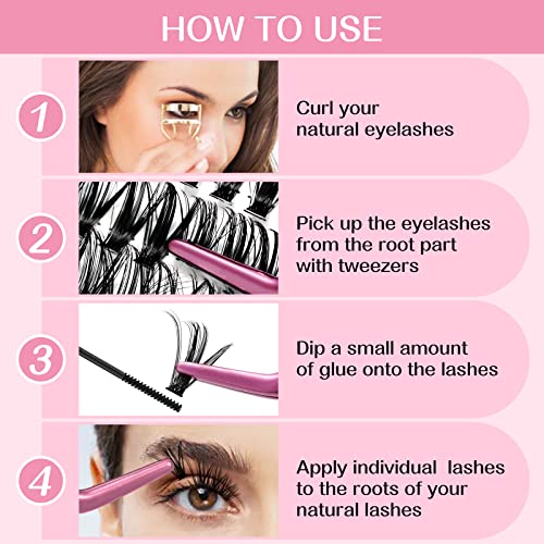 280 Pcs Individual Lashes 30D+40D Mixed Lash Clusters 14 Rows Cluster Lashes that Look Like Eyelash Extensions DIY Lash Extension Self Application At Home (30+40-C-12-18mix)