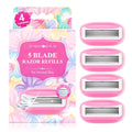 DreamGenius Women¡¯s Razor Blades Refills Include 4 Cartridges, Extra Smooth 5-Blade Travel Razor Refills for Comfort Shaving, Pink