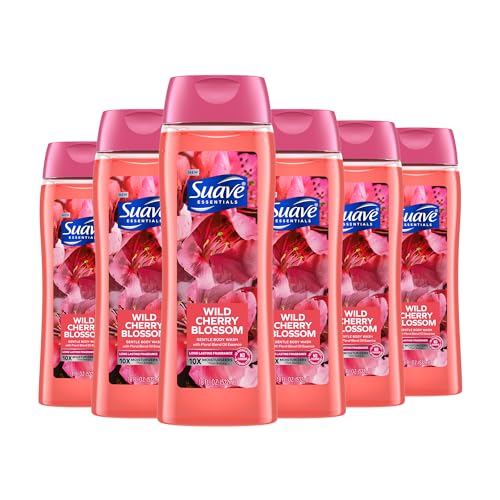 Suave Moisturizing Body Wash, with Ocean Breeze Scent and Vitamin E Extract & Moisturizing Body Wash, with Wild Cherry Blossom and Vitamin E Extract, No Parabens, No Phtahaltes