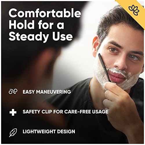 Equinox Professional Straight Edge Razor with 100 Single Derby Blades 100% Stainless Steel Razor and Blades - Close Shaving Men's Manual Shaver - Disposable Blades -Barber Straight Razor Kit - Black