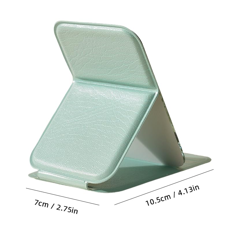 Compact Portable Makeup Mirror with Snap Cover - Green