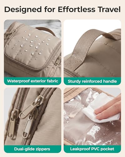 BAGSMART Women's Travel Toiletry Bag - Water-Resistant & Hanging
