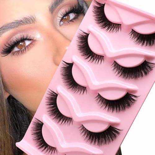 Veleasha Cat Eye Lashes 5 Pairs - Faux Mink False Eyelashes