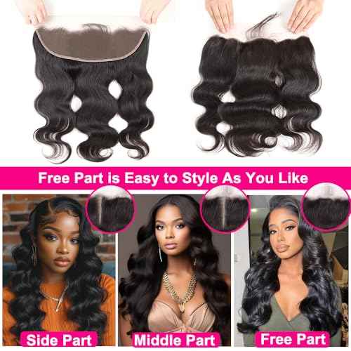 22Inch 13x4 HD Lace Frontal Body Wave 0.1mm SKINLIKE Ultra Thin Invisible HD Lace Frontal Closure Melt Into Skin Easily£¬Pre Plucked With Baby Hair 12A Grade Brazilian Human Hair