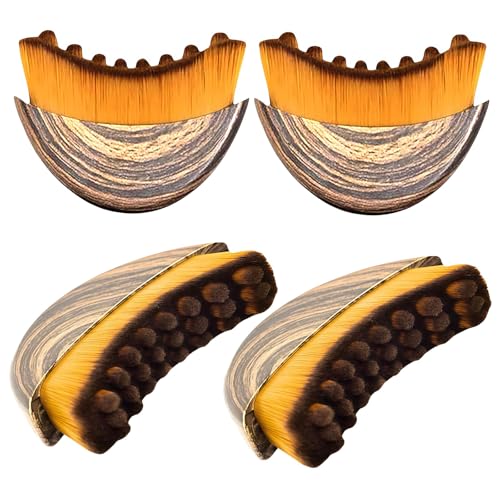 Lymphatic Contour Face Brush for Lymphatic Drainage Soft, Facial Brush for Lymphatic Drainage Reduces Puffiness, Dry Guasha Brushes Ergonomic Tool Relieve Fatigue 2 PCS Walnut