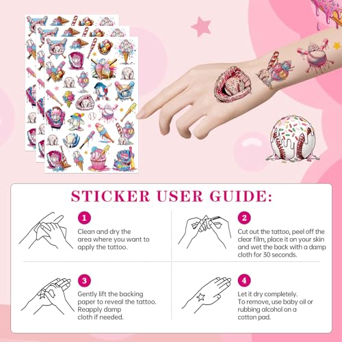 Baseball Ice Cream Drip Temporary Tattoos, 200+ Designs