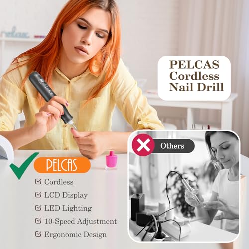 Cordless Electric Nail Grinder with 10 Speeds & LED Light