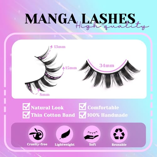 Losha Manga Spiky 8D Anime False Lashes 14 Pairs Kit