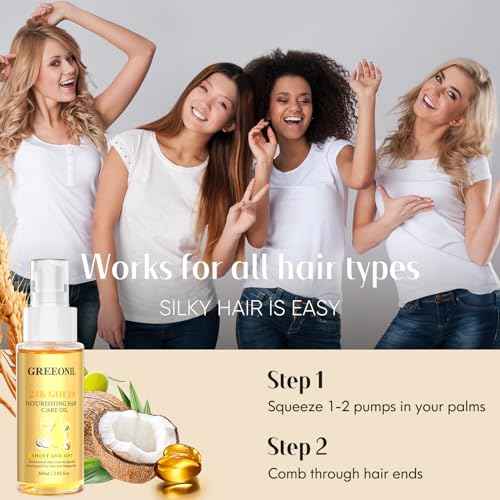 24K Gold Argan, Coconut, and Olive Oil Serum for Frizz Control, Shine, and Split End Repair - Nourishing Hair Treatment with Vitamin E, 2.02 fl oz, 60ml