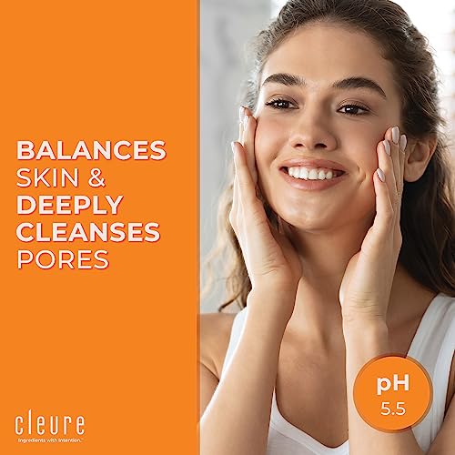 Cleure Gentle Face Cleanser for Dry Sensitive Skin - Hydrating Daily Lotion Cleanser, Non-Greasy, pH Balanced w/Shea Butter & Sodium Hyaluronate, Fragrance Free (8 oz, 2 Pack)