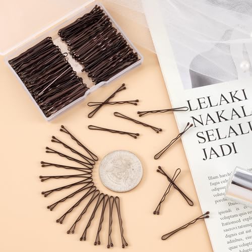 200 Pcs Mini Brown Hair Bobby Pins - Sturdy Wavy Hair Clips