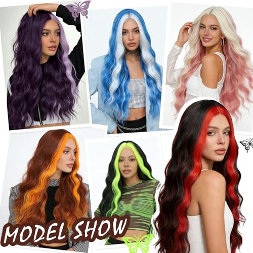 Blonde Pink Long Wavy Wig 26 Inch - Heat-Resistant Synthetic Fiber