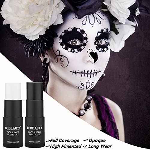 CCbeauty Clown White Face Paint Stick, Face Painting Kit, White Cream SFX Makeup Foundation, Professional Body Paint for Halloween Cosplay Costume Party£¬Skeleton Joker Mime Special Effects Makeup