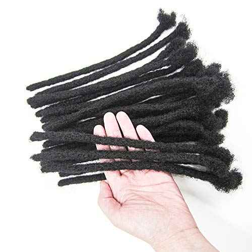 Real Human Hair Loc Extensions for Women/Men/Kids 8inch 0.6cm Thickness 40 Strands 100% Handmade Can Be Dyed,Curled and Bleached Natural Black Permanent Dreadlock Extensions