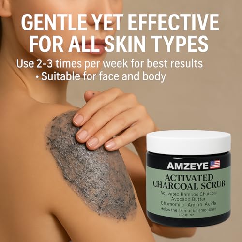 Charcoal Detox Scrub - Purify and Revitalize Your Skin with Activated Bamboo Charcoal, Avocado Butter, and Collagen for a Radiant Glow