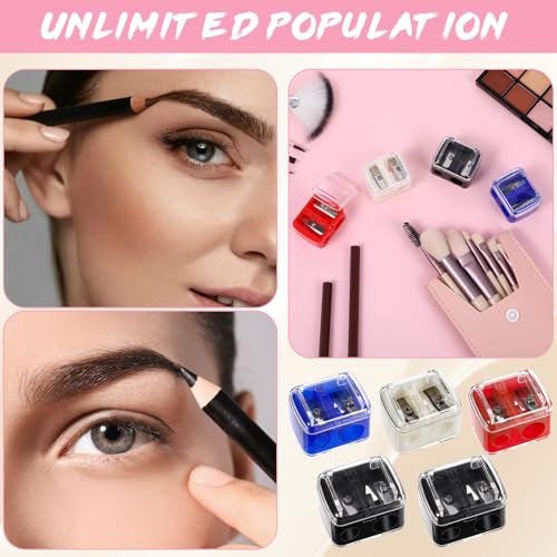 Dual Hole Makeup Pencil Sharpener Set - Precise Lip & Eye Liners, Portable, 5 Pieces