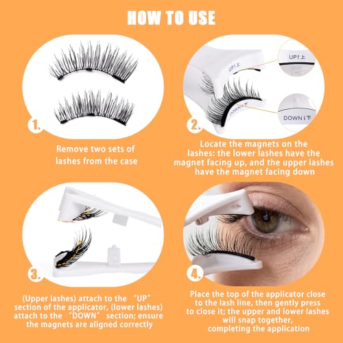 Magnetic Eyelashes with Applicator – No Glue, Reusable