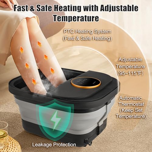 Foot Spa Bath Massager with Heat, Bubble, and Remote Control