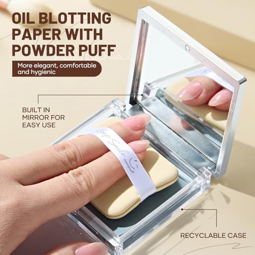 Blotting Papers with Mirror & Puff - 100 Bamboo Charcoal Sheets