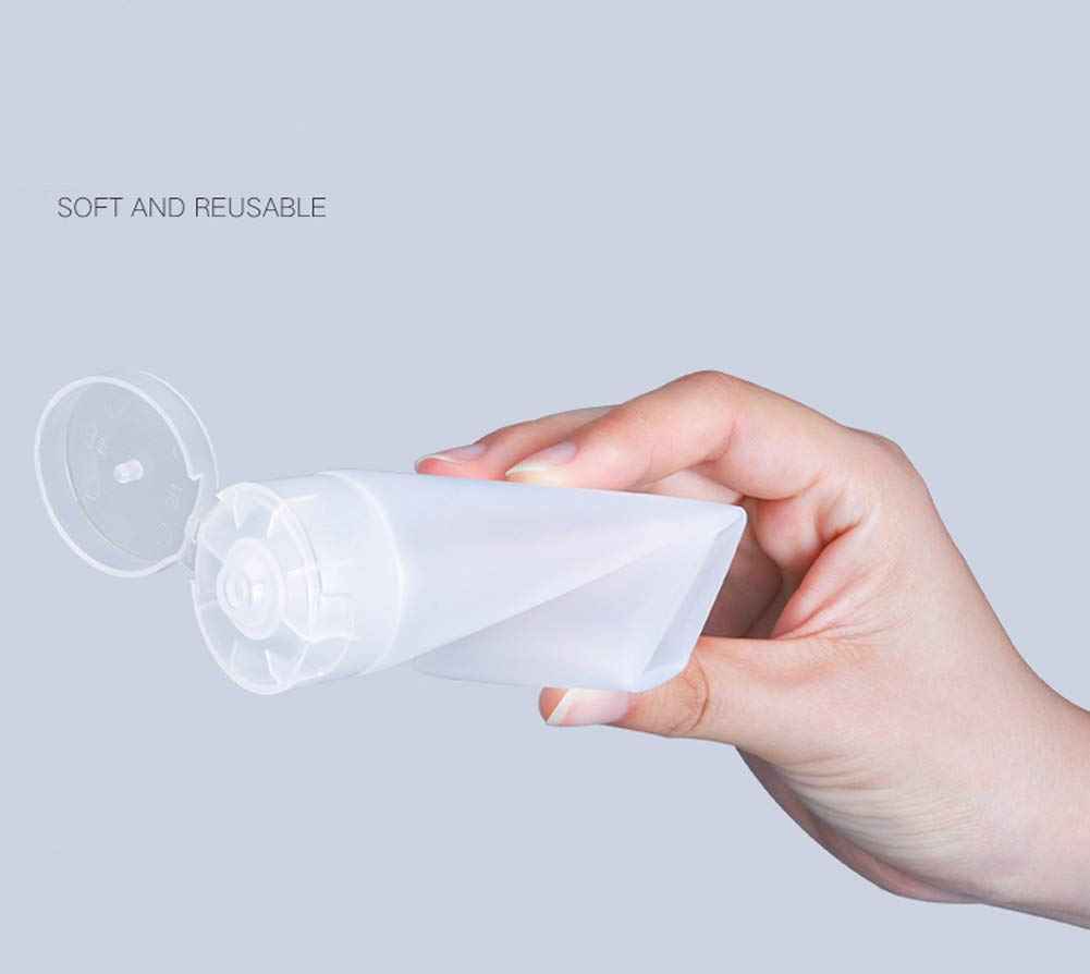 ericotry 24Pcs 30ml (1oz) Empty Translucent Plastic Cosmetic Lotion Tubes Bottles Shampoo Facial Cleaning Bottles Makeup Sample Soft Container Tube Bottle Vial Jar Pot Case with Flip Lid (Pack of 2)