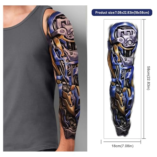 48 Sheets Full Arm Sleeve Temporary Tattoos for Men & Kids