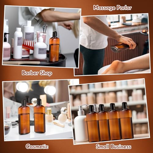 Domensi 24 Pcs 10oz Plastic Bottle Squeeze Containers with Disc Cap Travel Bottles Reusable Empty Toiletries Shampoo Containers Refillable Travel Bottles for Shampoo Lotions(Brown)