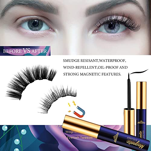 MENAKA Magnetic Lashes Nautral Looking False Eyelashes Russian Strip Lashes Mink Wispy Fluffy Lashes Pack D Curl Thick Full Volume Cat Eye Lashes 10 Pairs£¨2 black+2 brown)