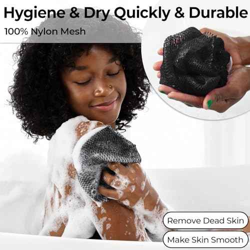 African Net Sponge Authentic - Afro Scrub Exfoliating Net Sponge with Knots - African Bath Sponges for Body Scrubber Exfoliator - Back Scrubber for Shower Bathing Accessories