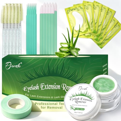 Eyelash Extension Remover Kit - Gentle, Fast Dissolution for Sensitive Eyes, 10g with Brushes & Eye Patches